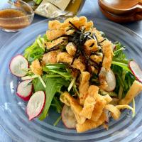 水菜と油揚げのサラダ〜わさび風味こんぶ茶ドレッシング〜